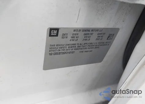 2016 Chevrolet Malibu 1Lt from USA, damaged, VIN 1G1ZE5ST2GF218101